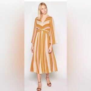 Joie Andraya Long Sleeve Silk Striped Dress Size 0